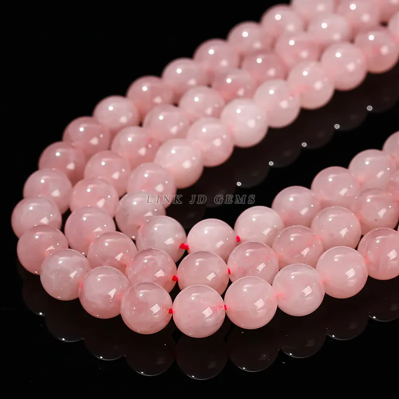 JD all'ingrosso 6/8/10/12mm genuino naturale Madagascar cristallo di quarzo rosa perline rotonde lisce per la creazione di gioielli