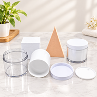 Pot cosmétique double paroi en PET transparent de 200 ml avec couvercle à vis, emballage pour crème de soin, lotion, beurre corporel
