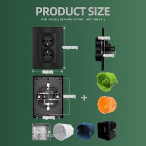 مقبس حائط ألماني مزدوج بتصميم فاخر من الألومنيوم المصقول، معيار أوروبي، مقاوم للعبث - Product Image 3