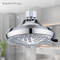 SANIVITAL Pommeau de Douche Mural Moderne en ABS à Quatre Modes de Jet Réglables, Effet Pluie, pour Salle de Bain et Toilettes