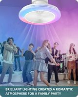 Ventilateur de plafond encastré à profil bas RGB de 20 pouces avec lumière, haut-parleur Bluetooth, 6 vitesses réversibles pour chambre à coucher, bureau