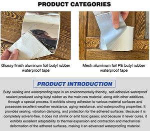 Hot Selling Strong Stickiness 5cm*10m Waterproof Eco Friendly High Strength Aluminum Foil Butyl <strong>Rubber</strong> Tape for <strong>Roof</strong> and Wall - Product Image 2