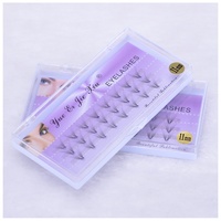 Cils en éventail pré-faits sans colle 14D faits à la main, cils russes volumineux, cils en éventail en forme de C, extension de cils, 3 lignes, 0,07 mm