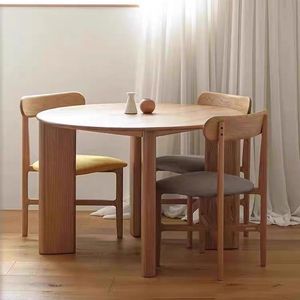 Nordic <b>Solid</b> <b>Wood</b> Round Dining <b>Table</b> Stable Design For Small Apartments And Offices - Product Image 3