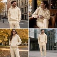 Ensemble de survêtement unisexe avec sweat à capuche et pantalon de jogging, coupe oversize, personnalisable avec logo brodé, pour entraînement et jogging