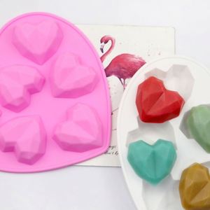 Moule en silicone réutilisable pour savon, bougie, résine, forme cœur diamant avec 6 petits trous, logo personnalisé, écologique, OEM/ODM - Product Image 2