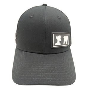 Custom PVC Patch Trucker Hat 6 Panel <strong>Black</strong> Cotton Front Mesh Back Baseball Cap with Underbrim Print &amp; Woven <strong>Label</strong> - Product Image 2