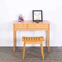 Allenjoy — ensemble de Table de toilette en bois et bambou, style moderne, trousse de maquillage avec miroir rabattable