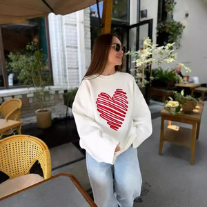 <span class=keywords><strong>Pull</strong></span> à capuche à col rond blanc rayé à manches longues pour femmes - Product Image 2