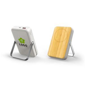 Meilleure vente PD20W GRS RABS sans fil 15W Power Bank 10000mAh Bambou magnétique sans fil Power Bank avec support de téléphone pour téléphone - Product Image 6