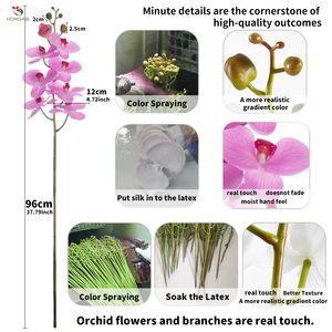 HongHua Fleur Artificielle Phalaenopsis Papillon en Latex de Haute Qualité à Toucher Réel Naturel, <span class=keywords><strong>Orchidée</strong></span> Artificielle pour Fleurs Décoratives - Product Image 3