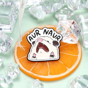 Creative cochon d'Inde mignon souris forme gravée impression UV métal Badge accessoires personnalité amusant Animal série en gros - Product Image 4