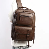 Sac à dos pour ordinateur portable en cuir PU pour homme, sac à dos d'affaires imperméable, grande capacité, sac pour ordinateur portable pour le travail et les voyages