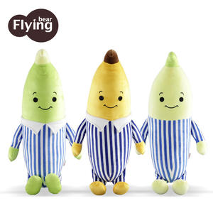 Almohada de peluche Flyingbear con forma de plátano, juguete de peluche suave para niños, cojín unisex con inserto, chaqueta a rayas de color amarillo pálido - Product Image 2