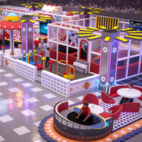 Aoleao Custom Neon Dreamville, aire de jeux intérieure haute capacité avec piscine à balles, toboggan et structure d'escalade pour enfants, usage commercial, certifié CE TUV