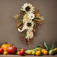 Couronne de feuilles d'érable et de citrouilles artisanales écologiques de haute qualité pour la porte d'entrée, décoration de la maison pour Thanksgiving