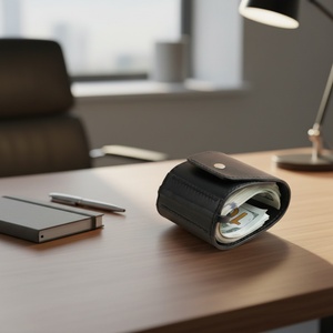 Boshiho Anti-Theft Slim RFID Leather <b>Wallet</b> with Vintage Thread Pattern Front Pocket <b>Metal</b> Money Clip Nylon Lining - Product Image 6