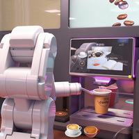 Máquina Expendedora de Café Robótica Totalmente Automática con IA, Pantalla Táctil Habilitada para SDK, Gráficos Personalizados, Autolimpieza, Pago Remoto con Tarjeta de Crédito y Monedas