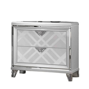 Contemporary Nightstand With Hidden Jewelry Drawer Acrylic Legs White Finish Bedroom Furniture - Product Image 2