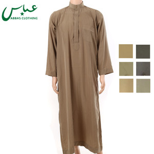 Venta al por mayor <span class=keywords><strong>de</strong></span> Thobe Árabe ABBAS, Ropa Islámica para Hombre MT1011, Poliéster, Uso Casual y para Oración, En Stock - Product Image 1