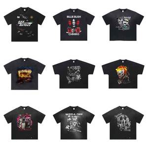 <span class=keywords><strong>Camiseta</strong></span> al por Mayor con Estampado de Jarabe para la Tos, <span class=keywords><strong>Camiseta</strong></span> de Algodón Grueso, Estilo Holgado, Desgastado, Estilo Pro Club, Camisetas Gráficas para Hombre - Product Image 1