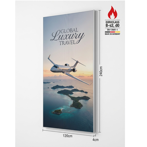 Pancarta Publicitaria Alta para Centros Comerciales y Aeropuertos, Fabricada en Alemania, Lentiprint Mall Atrium Display, 120×240cm, Formato Vertical, 20 LPI, Euroclase B - Product Image 1