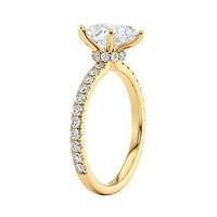 Bague de fiançailles en or 18 carats avec diamant de laboratoire certifié IGI 1-2 carats, couleur D, pureté VS1, taille coussin, pavé rempli, bague de mariée personnalisée