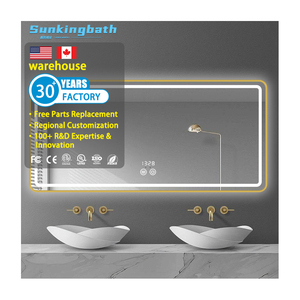 กระจกห้องน้ำ LED ขนาดสั่งทำพิเศษ กรอบอะลูมิเนียมอัลลอยด์สีทอง พร้อมระบบไล่ฝ้า กระจกห้องน้ำอัจฉริยะพร้อมไฟ LED สำหรับโรงแรม - Product Image 1
