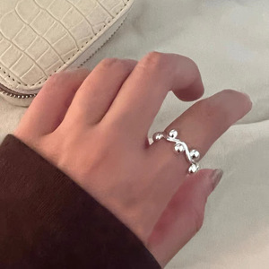 S925 Sterling Silver Geometric <b>Open</b> <b>Ring</b> Round Wave Design Women's Everyday Wear Jewelry Fine <b>Ring</b> - Product Image 1