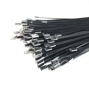SS304 SS316 Stainless Steel Cable Ties Self Locking Ball Lock PVC Spray Coating in Black Cable Tie