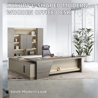 Bureau de direction en forme de L BTMED, mobilier de bureau, design moderne en panneaux de bois, usage commercial, fabricant chinois de luxe