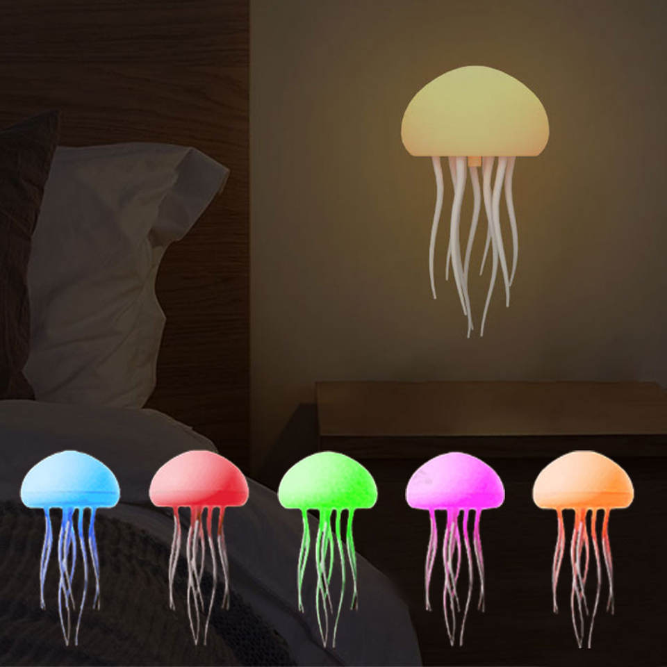 Portable RGB Color Changing USB Rechargeable Jellyfish LED Night Light
