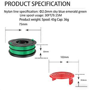 6PCS Set DF-080 <b>String</b> Trimmer line Spool Replacement for <b>Black</b> and Decker GH1100 GH1000 GH2000 30ft 0.080" Dual Auto-Feed Spool - Product Image 2