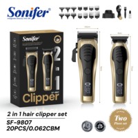 Tondeuse à cheveux professionnelle Sonifer SF-9807, kit de tondeuse à cheveux avec tondeuse de précision, écran LCD, type C