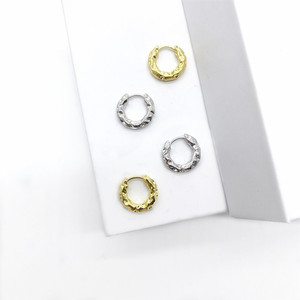 <b>Huggie</b> Earrings Geometric Textured Zinc Alloy Gold And <b>Silver</b> Small Delicate Fashion Hoop Earings - Product Image 3