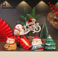 ROOGO Figurine en résine mignonne Père Noël, renne, bonhomme de neige, mini sapin de Noël, souvenir de vacances, cadeau artisanal, vente en gros Fujian
