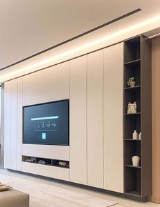 Meuble TV moderne de luxe de conception récente 2025, meuble intelligent pour la maison, pour le salon, la chambre à coucher, l'appartement, en bois, style ferme - Product Image 2