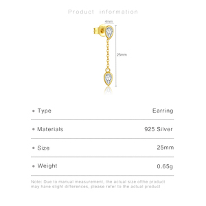 FUAMAY moda minimalista S925 orecchini in argento singolo vendita gioielli 925 Sterling Silver Twin peri orecchini a goccia - Product Image 3