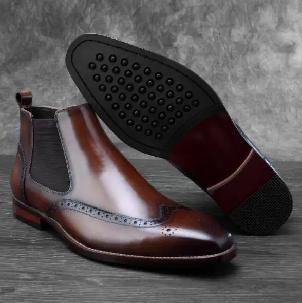 Premium Men Designer Boots Cheap Luxury Pointed Toe Dress Shoes Men Leather Chelsea Boots for Men