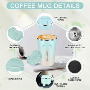 Mug de voyage isotherme en acier inoxydable 12oz 17oz avec logo personnalisé, couvercle rabattable anti-fuite, performance thermique de 6 à 12 heures - Product Image 2