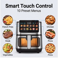 Four à friture sans huile 15L en acier inoxydable avec fenêtre visible, grand écran numérique, appareil de cuisson multifonctionnel pour la cuisine domestique