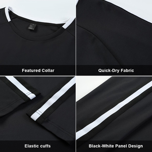 เสื้อ87% โพลีเอสเตอร์13% สแปนเด็กซ์แบบเรียบแห้งพอดีเสื้อกีฬาแขนยาวคอกลมยืดหยุ่นสูงเสื้อกีฬา - Product Image 2