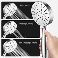Pomme de douche à main en acier inoxydable 304 - 10,3 cm 3 modes Salle de bain Haute qualité Massage Spa Moderne Douche à main multiple