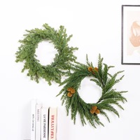 Guirlande de Noël en aiguilles de pin artificielles faites à la main YL, décoration intérieure en plastique, ornements verts