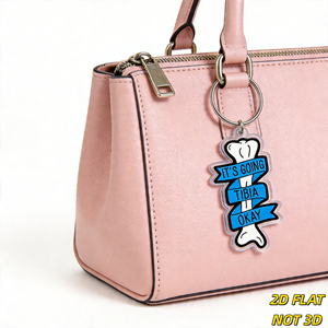Portachiavi divertente con ossa e scheletri, con nastro blu, ciondolo in acrilico fustellato per chiavi o borsa - Product Image 4