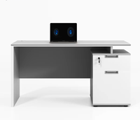 Bureau d'ordinateur moderne blanc avec poste de travail pour personnel et meuble à 3 tiroirs verrouillables pour suite