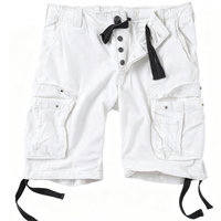 Shorts cargo vintage délavés avec logo personnalisé, plusieurs poches à rabat, cordon de serrage à la taille et braguette boutonnée – Vente en gros