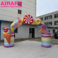 Arche gonflable géante Candyland, arche gonflable arc-en-ciel personnalisée avec décoration de fête de carnaval sur le thème des sucettes