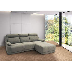 ISCHIA MOD. SALOON CON CHAISE LONGUE DESTRA IN TESSUTO ELEPHANT E RILASSAMENTO ELETTRICO - Product Image 1