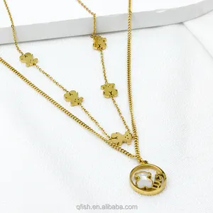 Colgante de oso de peluche chapado en oro de 18K para mujer, joyería de moda, collares largos, en Stock